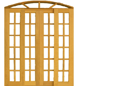 Porta de correr quadriculada 4 folhas- em arco